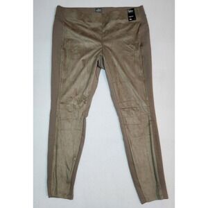 Soho New York and Company Straight Leg Ponte Pants Faux Velvet Brown Soft NWT